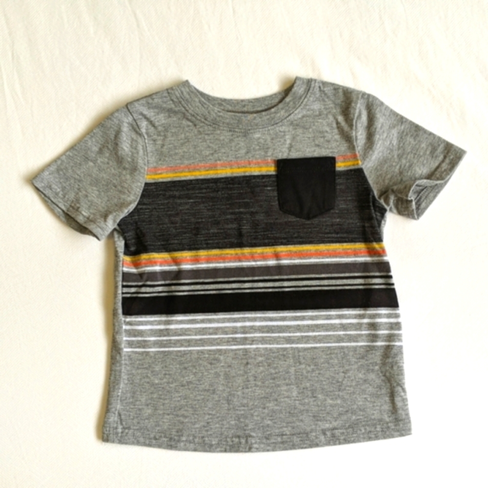 garanimals gray pocket t-shirt with stripes 18 months baby boy